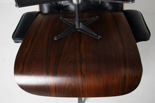 2nd Generation Eames Lounge Chair and Ottoman in Rosewood & Black Leather