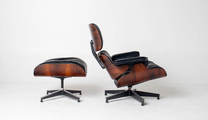 Early 1st Generation Eames Lounge Chair and Ottoman in Brazilian Rosewood finished in Gunstock Oil by Herman Miller