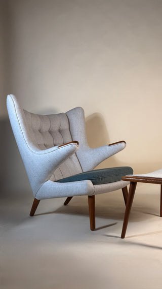 Hans Wegner Papa Bear Chair and Ottoman by AP Stolen circa 1950's