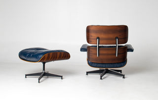 3rd Generation Eames Lounge Chair and Ottoman in Midnight Blue Leather