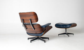 3rd Generation Eames Lounge Chair and Ottoman in Midnight Blue Leather