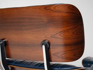 3rd Generation Eames Lounge Chair and Ottoman in Midnight Blue Leather