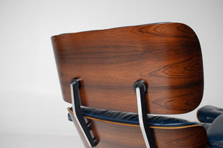 3rd Generation Eames Lounge Chair and Ottoman in Midnight Blue Leather