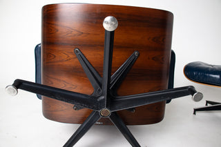 3rd Generation Eames Lounge Chair and Ottoman in Midnight Blue Leather