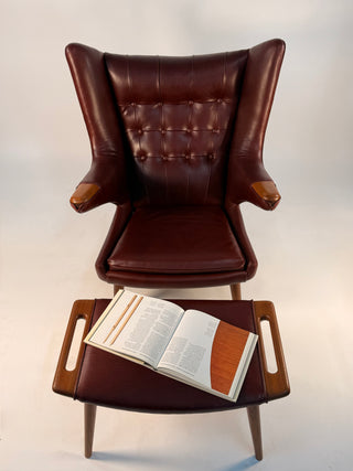 Hans Wegner Papa Bear Chair & Ottoman AP 19 in Leather, circa 1950’s