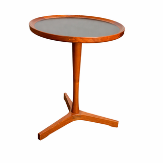 In Process: Hans C Andersen Solid Teak Side Table by Artex with Black Top