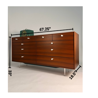 George Nelson Thin Edge 10-Drawer Dresser in Walnut for Herman Miller, Circa. 1950s