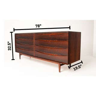 Arne Vodder Brazilian Rosewood Dresser with Sculptural Drawer Fronts