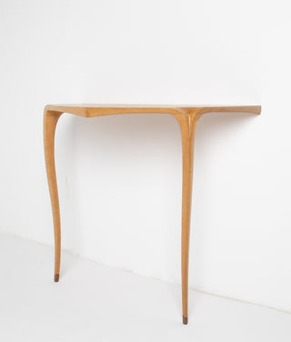 David Ebner Wall-Mounted Console Table in Australian Lacewood | Studio Craft, c. Late 20th Century