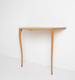 David Ebner Wall-Mounted Console Table in Australian Lacewood | Studio Craft, c. Late 20th Century