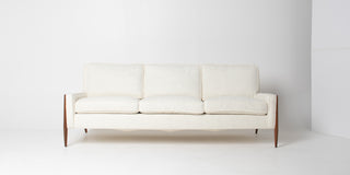 Jules Heumann Sofa in Walnut and Vanilla Boucle
