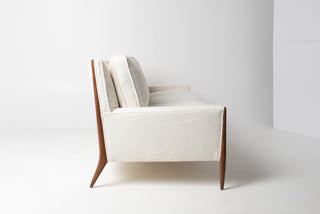 Jules Heumann Sofa in Walnut and Vanilla Boucle