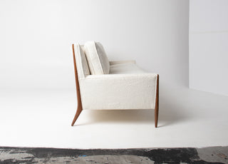 Jules Heumann Sofa in Walnut and Vanilla Boucle