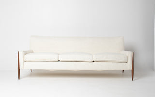 Jules Heumann Sofa in Walnut and Vanilla Boucle