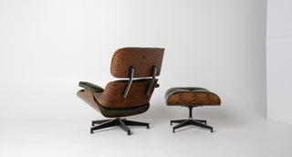 Early 3rd Generation Eames Lounge Chair and Ottoman in Rosewood & Moss Green Leather