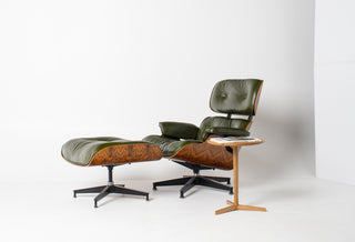 Early 3rd Generation Eames Lounge Chair and Ottoman in Rosewood & Moss Green Leather