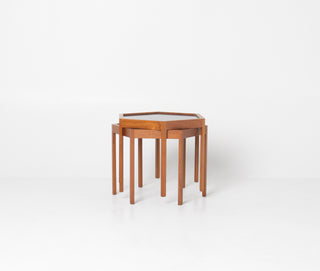 Set 2 Hans C. Andersen Danish modern Teak Hexagon Stacking End Tables