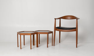 Set 2 Hans C. Andersen Danish modern Teak Hexagon Stacking End Tables