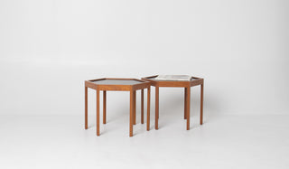 Set 2 Hans C. Andersen Danish modern Teak Hexagon Stacking End Tables