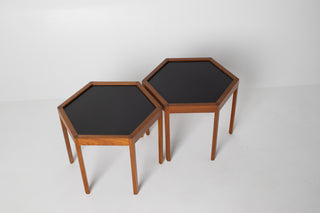 Set 2 Hans C. Andersen Danish modern Teak Hexagon Stacking End Tables
