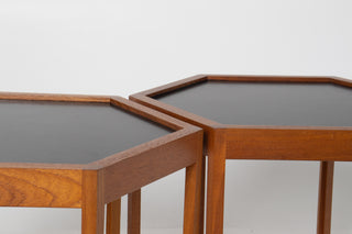 Set 2 Hans C. Andersen Danish modern Teak Hexagon Stacking End Tables