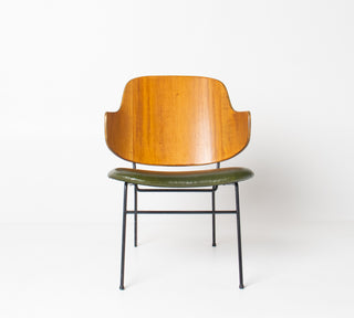 Ib Kofod-Larsen Penguin Chair — First Generation in Moss Green Leather