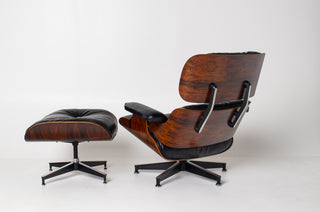 3rd Generation Eames Lounge Chair and Ottoman in Brazilian Rosewood & Black Leather