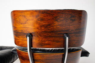 3rd Generation Eames Lounge Chair and Ottoman in Brazilian Rosewood & Black Leather