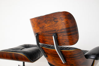 3rd Generation Eames Lounge Chair and Ottoman in Brazilian Rosewood & Black Leather