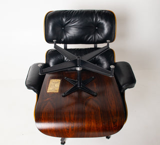 3rd Generation Eames Lounge Chair and Ottoman in Brazilian Rosewood & Black Leather