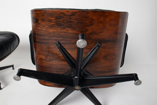 3rd Generation Eames Lounge Chair and Ottoman in Brazilian Rosewood & Black Leather