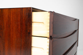 Arne Vodder Brazilian Rosewood Dresser with Sculptural Drawer Fronts