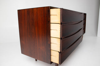 Arne Vodder Brazilian Rosewood Dresser with Sculptural Drawer Fronts
