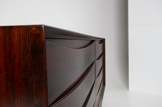 Arne Vodder Brazilian Rosewood Dresser with Sculptural Drawer Fronts