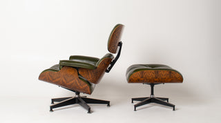 Early 3rd Generation Eames Lounge Chair and Ottoman in Brazilian Rosewood & Green Leather