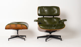 Early 3rd Generation Eames Lounge Chair and Ottoman in Brazilian Rosewood & Green Leather