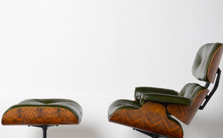 Early 3rd Generation Eames Lounge Chair and Ottoman in Brazilian Rosewood & Green Leather