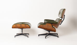 Early 3rd Generation Eames Lounge Chair and Ottoman in Brazilian Rosewood & Green Leather