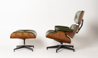 Early 3rd Generation Eames Lounge Chair and Ottoman in Brazilian Rosewood & Green Leather