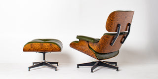 Early 3rd Generation Eames Lounge Chair and Ottoman in Brazilian Rosewood & Green Leather