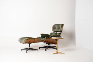 Early 3rd Generation Eames Lounge Chair and Ottoman in Brazilian Rosewood & Green Leather