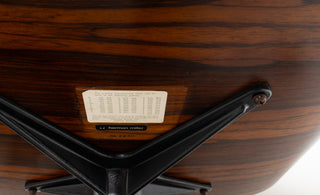 Early 3rd Generation Eames Lounge Chair and Ottoman in Rosewood & Moss Green Leather