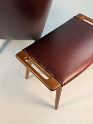 Hans Wegner Papa Bear Chair & Ottoman AP 19 in Leather, circa 1950’s