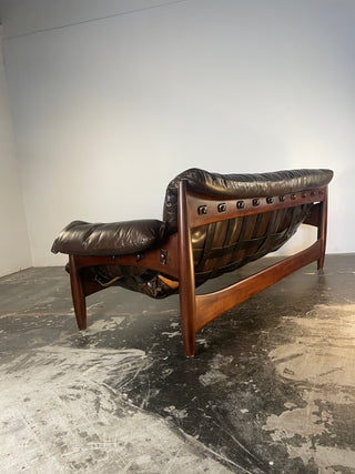 Sheriff Sofa in Espresso Dark Brown Leather by Sergio Rodrigues , Circa 1957  Brazilian Modern