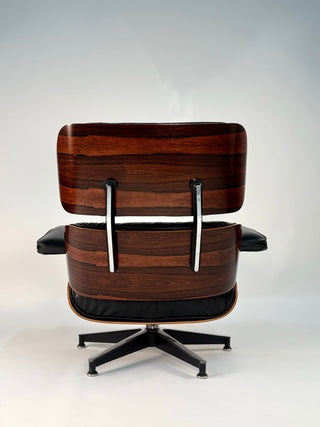 Dramatic Striped Eames Lounge Chair & Ottoman 670/671 – 3rd Generation: Early 1970s | Rosewood & Black Leather