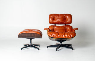 Eames Lounge Chair & Ottoman by Herman Miller - 3rd Generation in Orange Leather