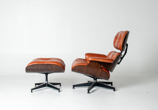 Eames Lounge Chair & Ottoman by Herman Miller - 3rd Generation in Orange Leather