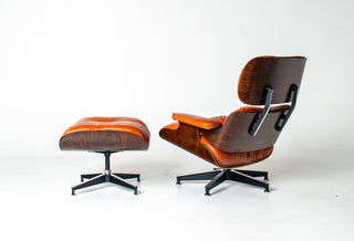 Eames Lounge Chair & Ottoman by Herman Miller - 3rd Generation in Orange Leather
