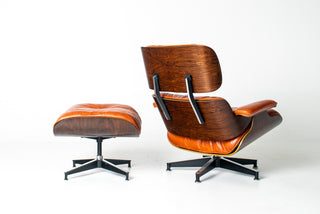 Eames Lounge Chair & Ottoman by Herman Miller - 3rd Generation in Orange Leather
