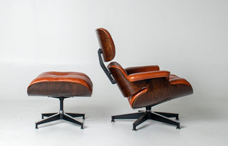 Eames Lounge Chair & Ottoman by Herman Miller - 3rd Generation in Orange Leather